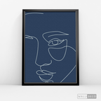 Cuadro Face Lines Azul Uno