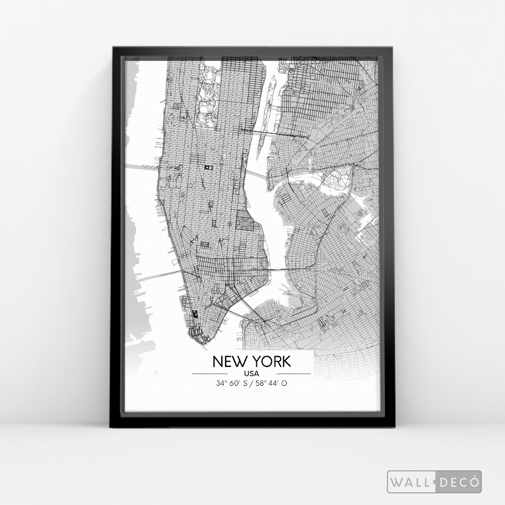 Cuadro New York Map Blanco