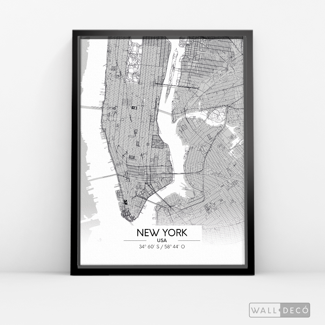 Cuadro New York Map Blanco