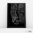 Cuadro New York Map Negro