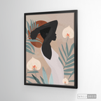 Cuadro Mujer Afro Tulipanes
