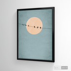 Cuadro Minimalista Pájaros en Azul