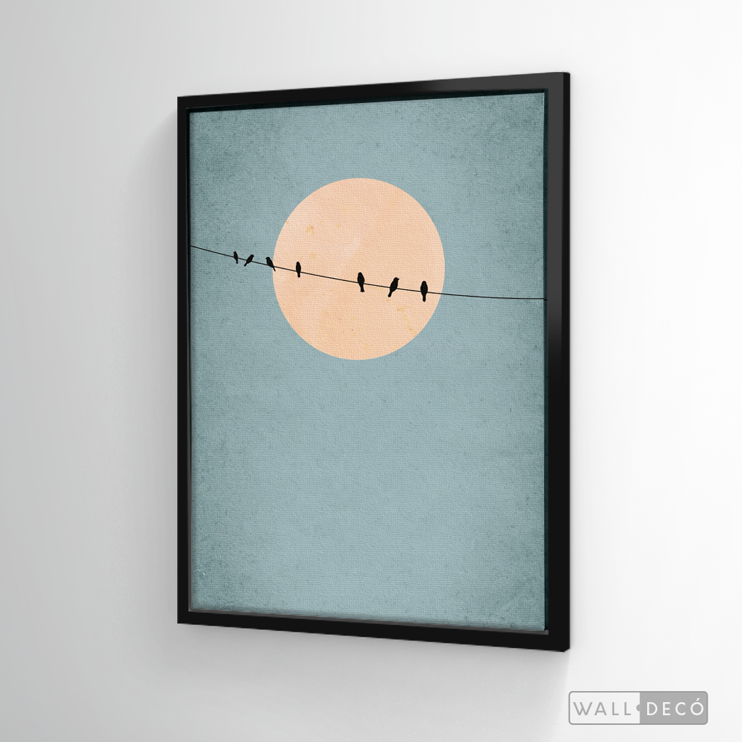 Cuadro Minimalista Pájaros en Azul