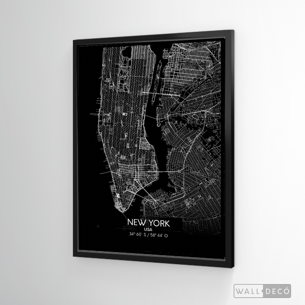 Cuadro New York Map Negro