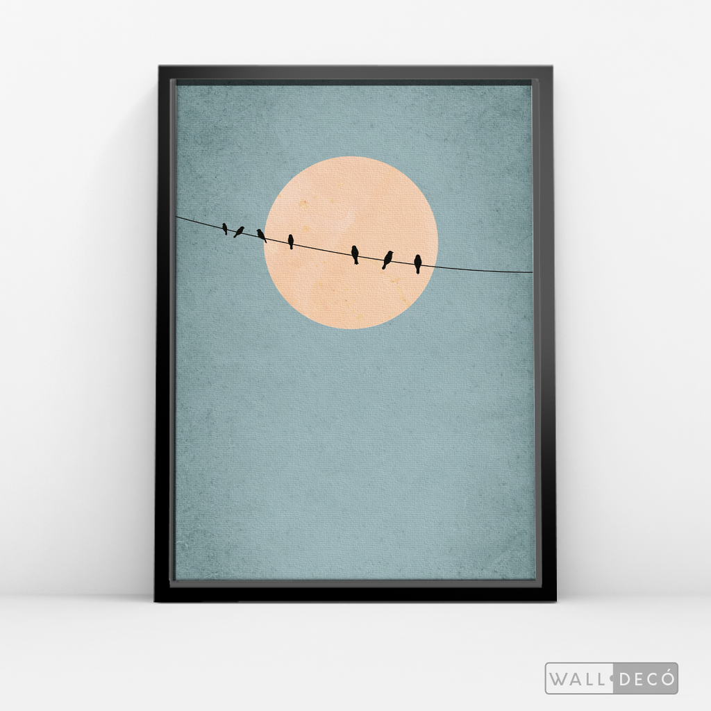 Cuadro Minimalista Pájaros en Azul