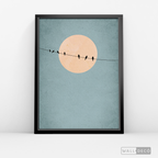 Cuadro Minimalista Pájaros en Azul