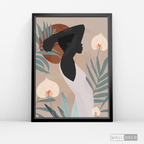 Cuadro Mujer Afro Tulipanes