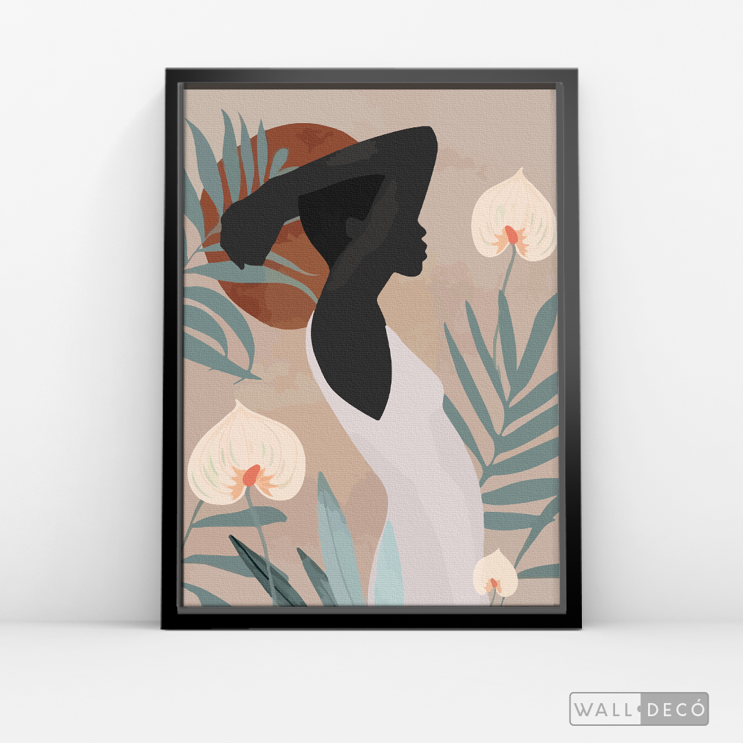 Cuadro Mujer Afro Tulipanes