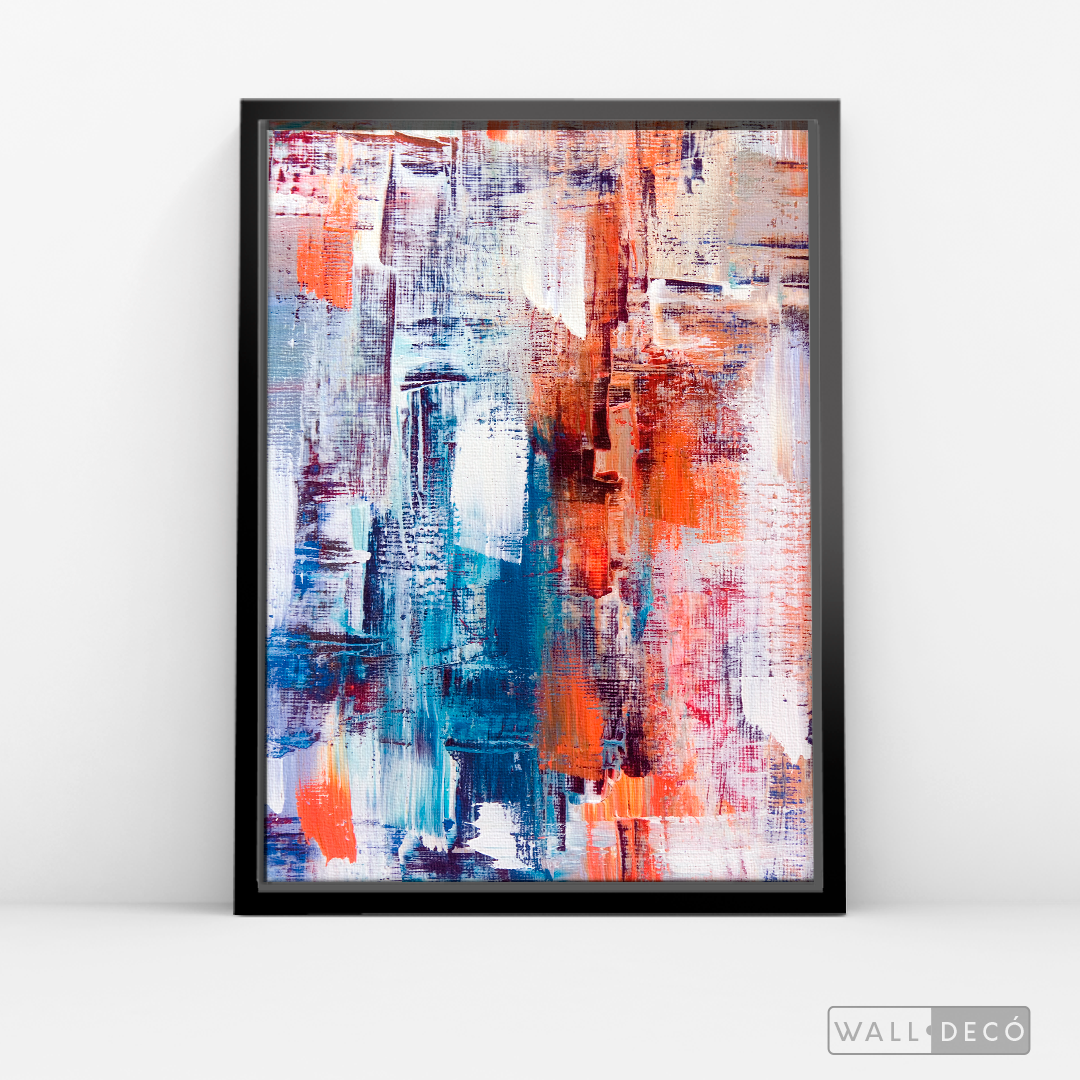 Cuadro Abstracto Naranja, Blanco y Azul
