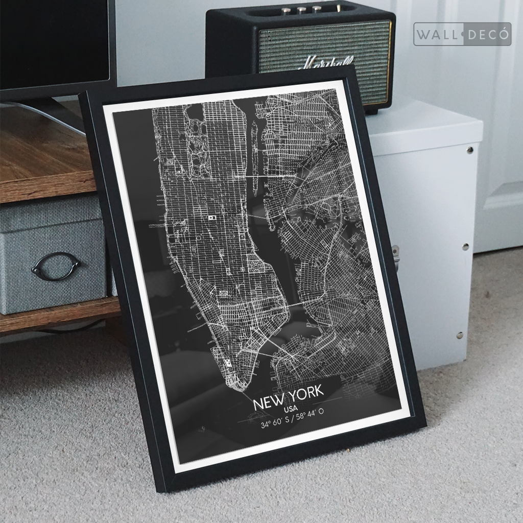 Cuadro New York Map Negro