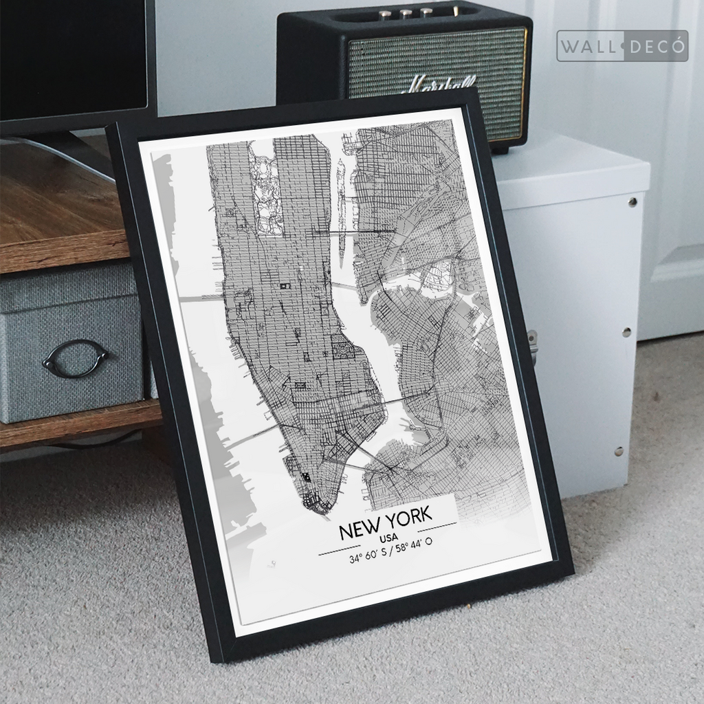 Cuadro New York Map Blanco