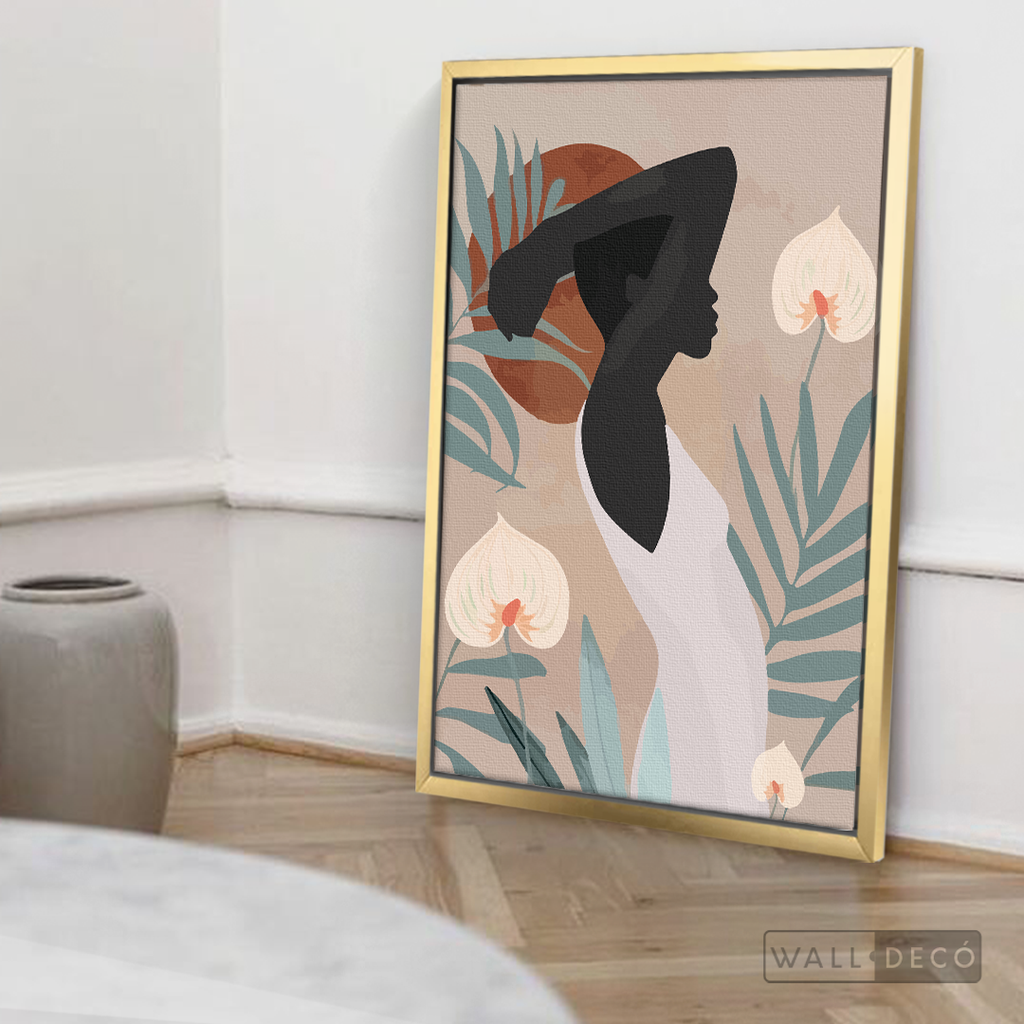Cuadro Mujer Afro Tulipanes