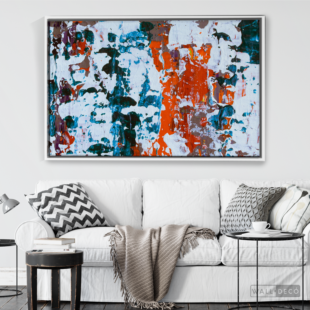 Arte Abstracto Blanco Sobre Naranja