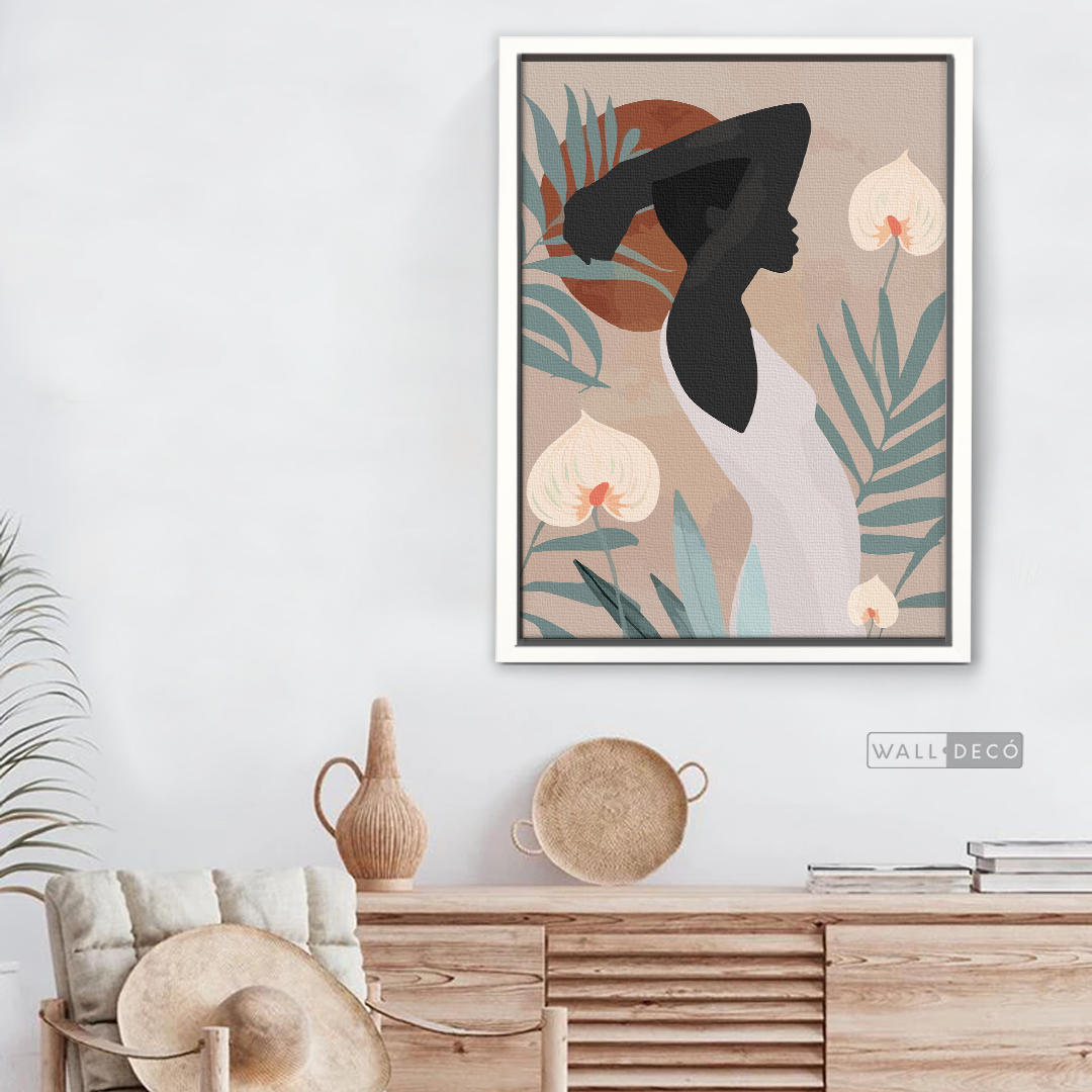 Cuadro Mujer Afro Tulipanes