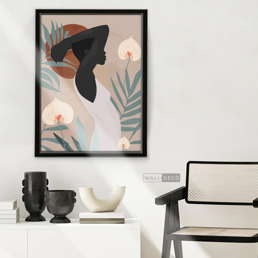 Cuadro Mujer Afro Tulipanes
