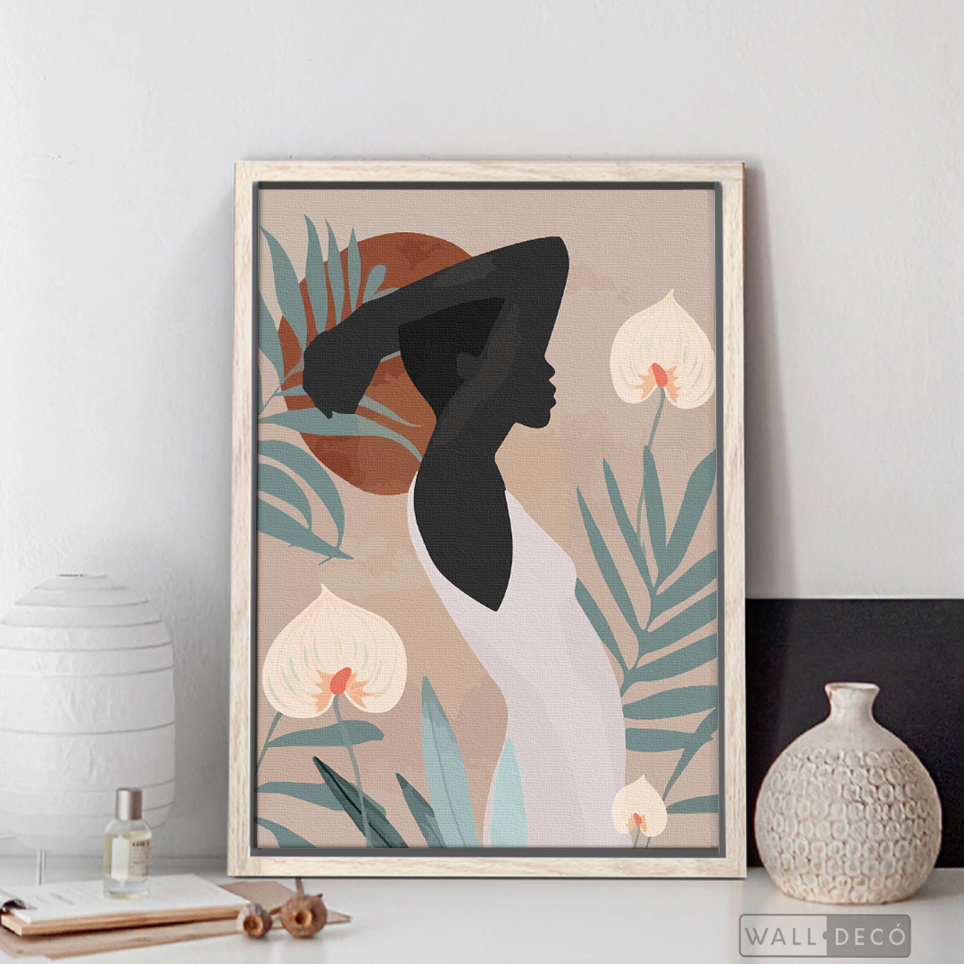Cuadro Mujer Afro Tulipanes
