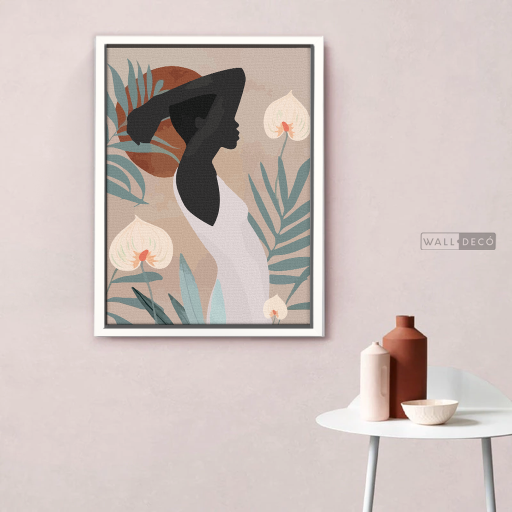Cuadro Mujer Afro Tulipanes