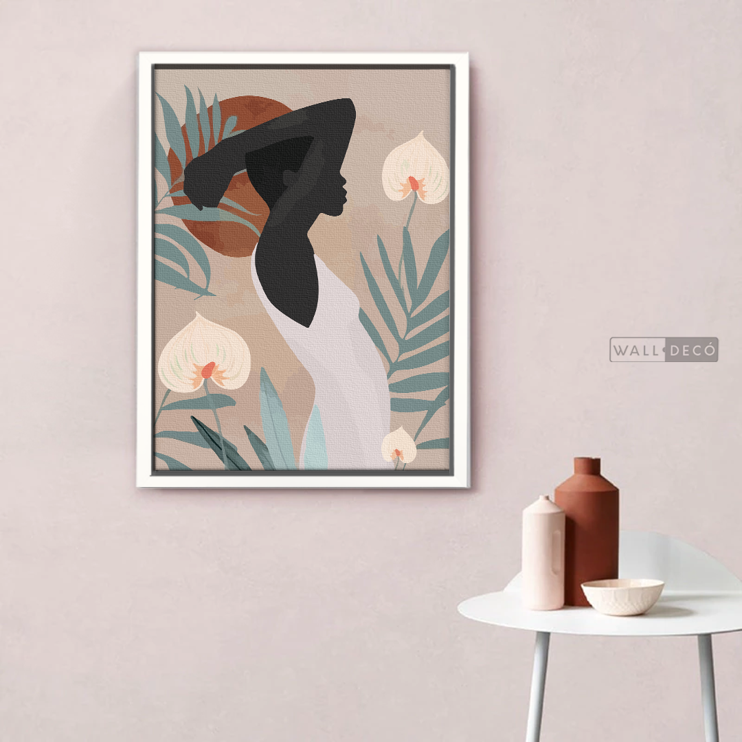 Cuadro Mujer Afro Tulipanes