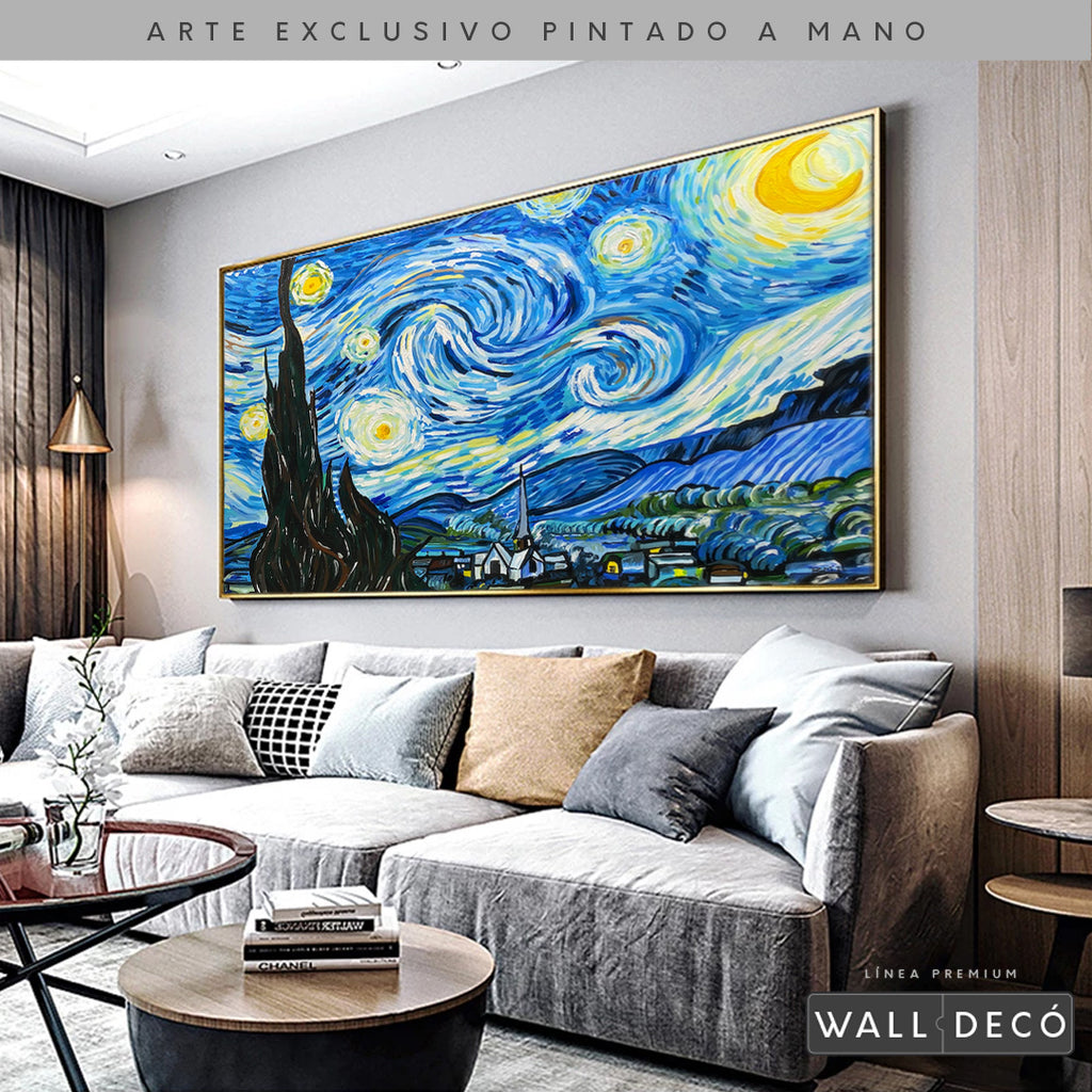 Arte Pintado a Mano Noche Estrellada Van Gogh Horizontal