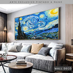 Arte Pintado a Mano Noche Estrellada Van Gogh Horizontal