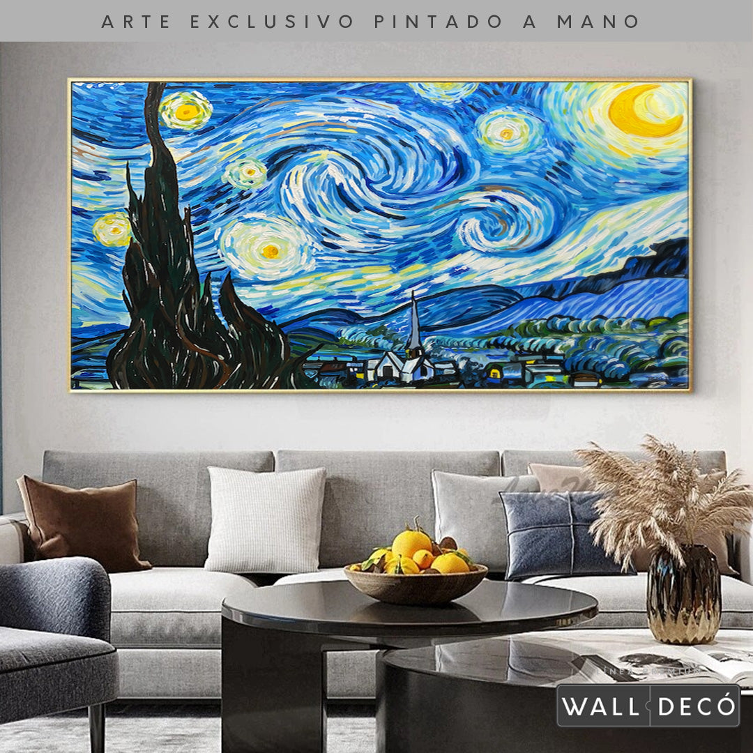 Arte Pintado a Mano Noche Estrellada Van Gogh Horizontal
