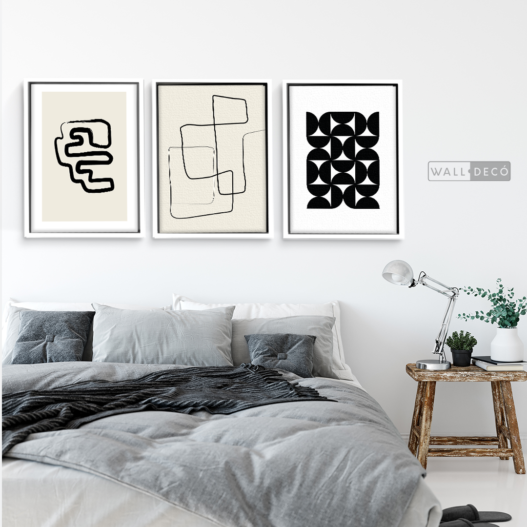 Tríptico Minimalista Geométrico Line Art