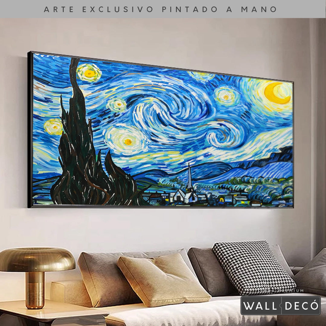 Arte Pintado a Mano Noche Estrellada Van Gogh Horizontal