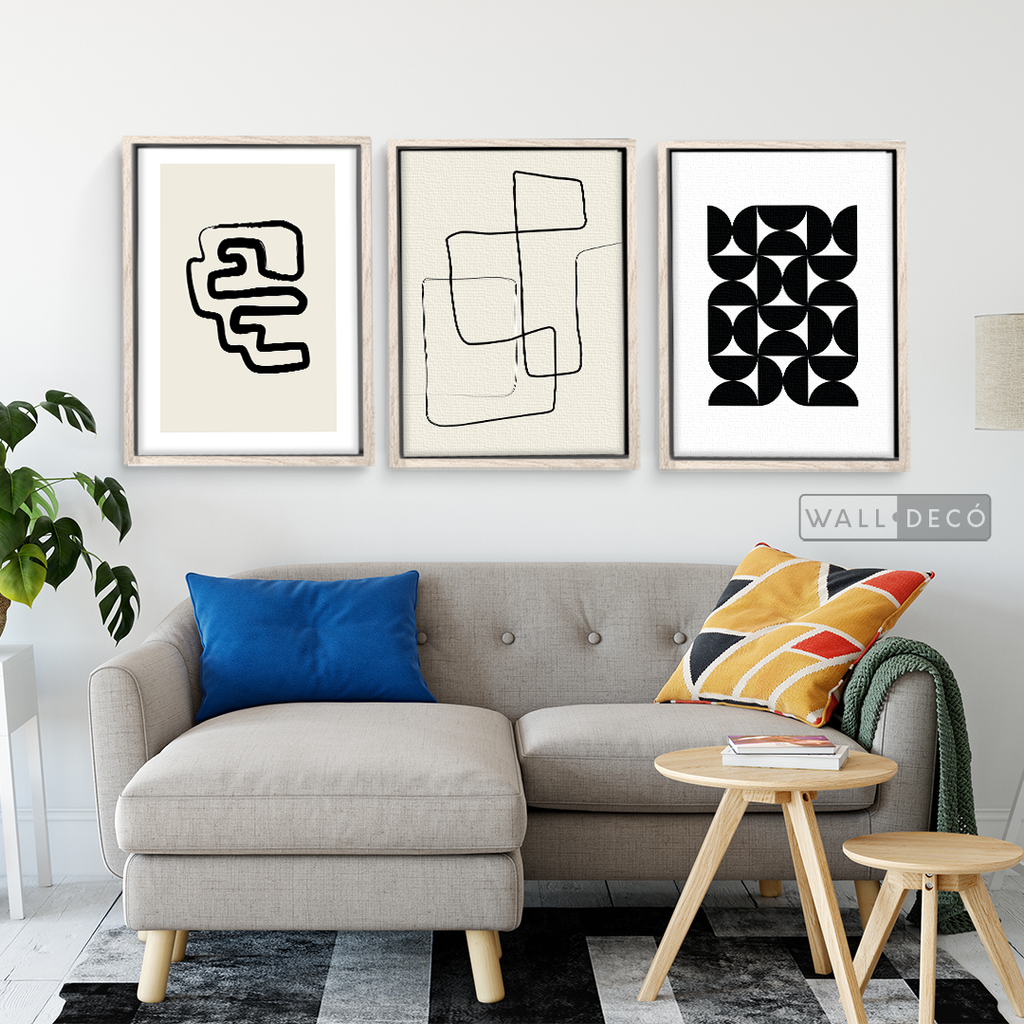 Tríptico Minimalista Geométrico Line Art
