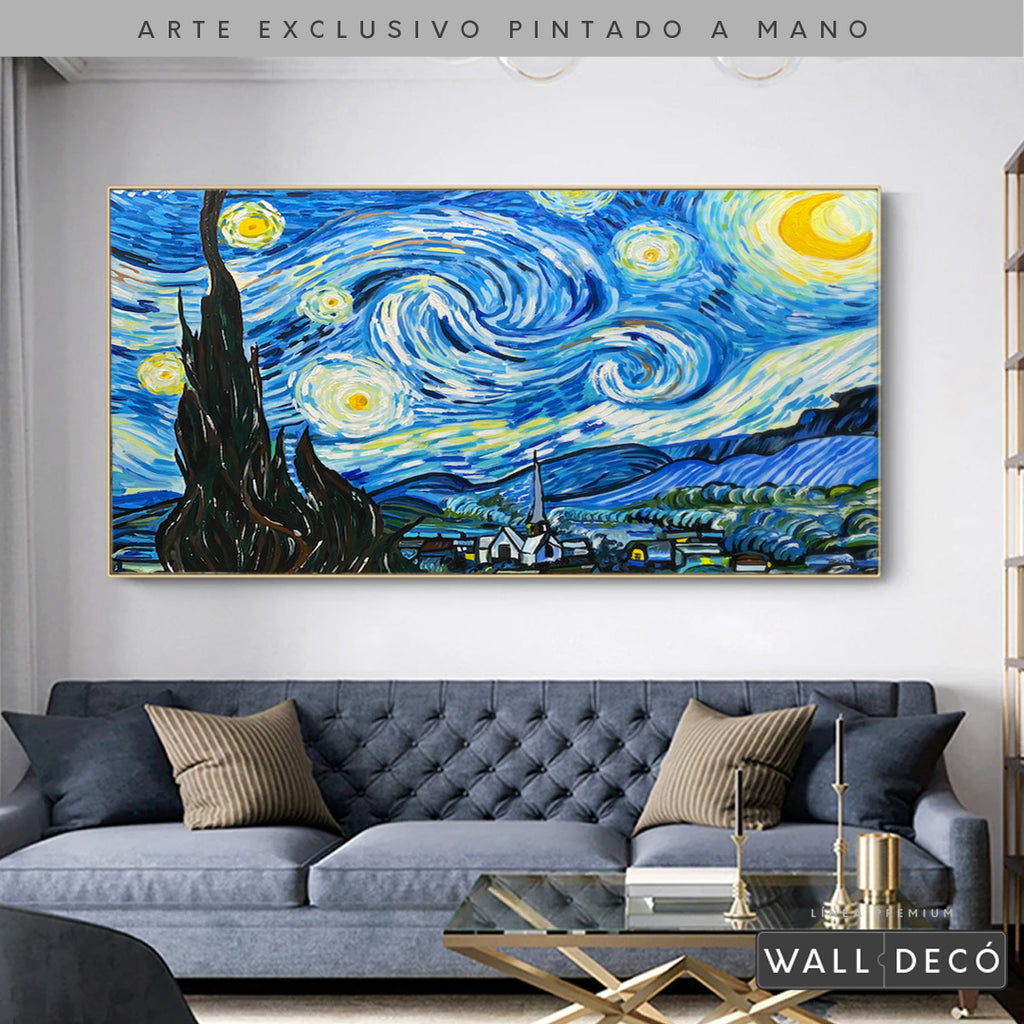 Arte Pintado a Mano Noche Estrellada Van Gogh Horizontal