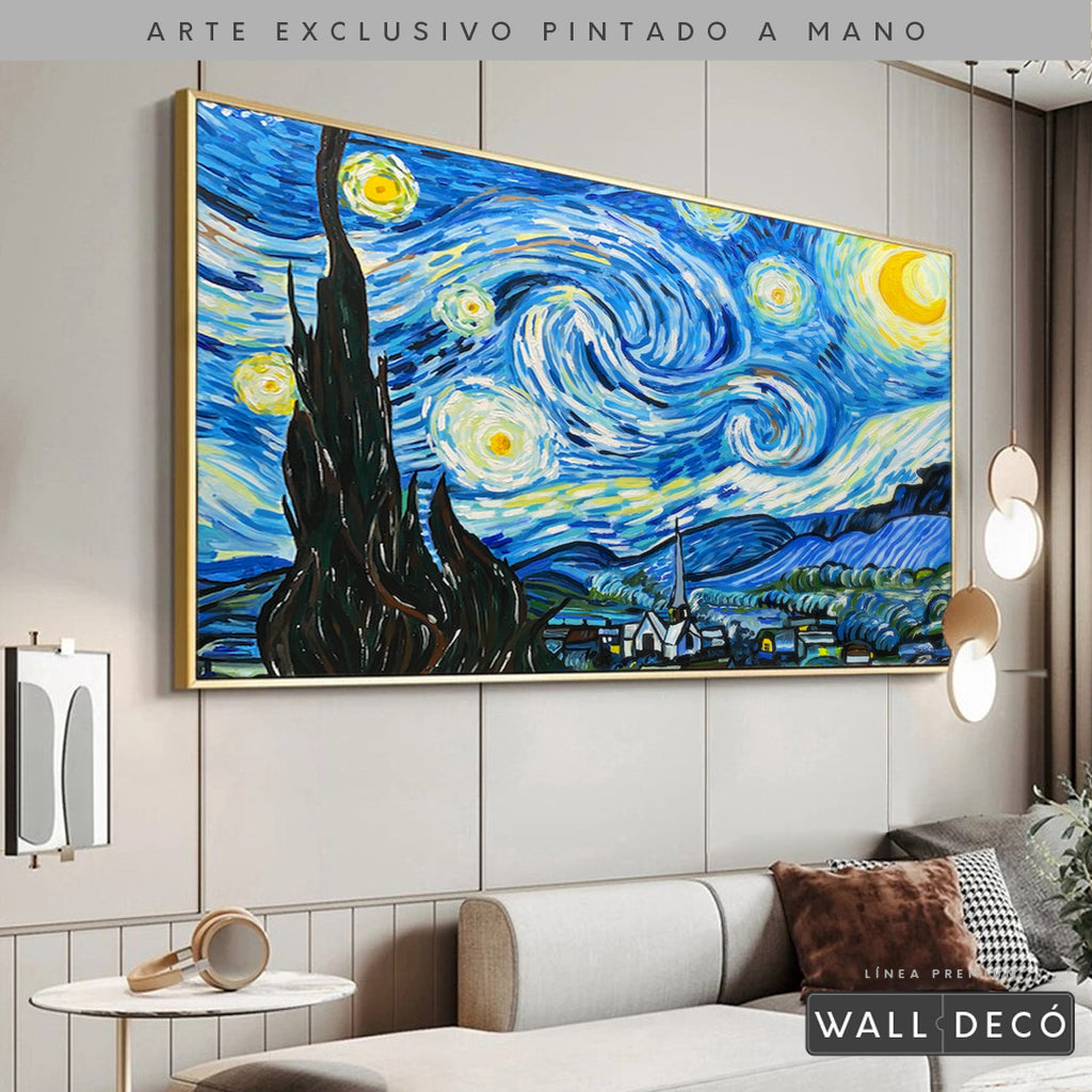Arte Pintado a Mano Noche Estrellada Van Gogh Horizontal