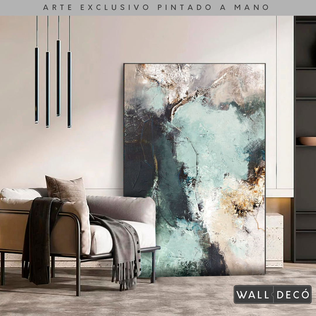 Arte Pintado a Mano Luz Verde Vertical