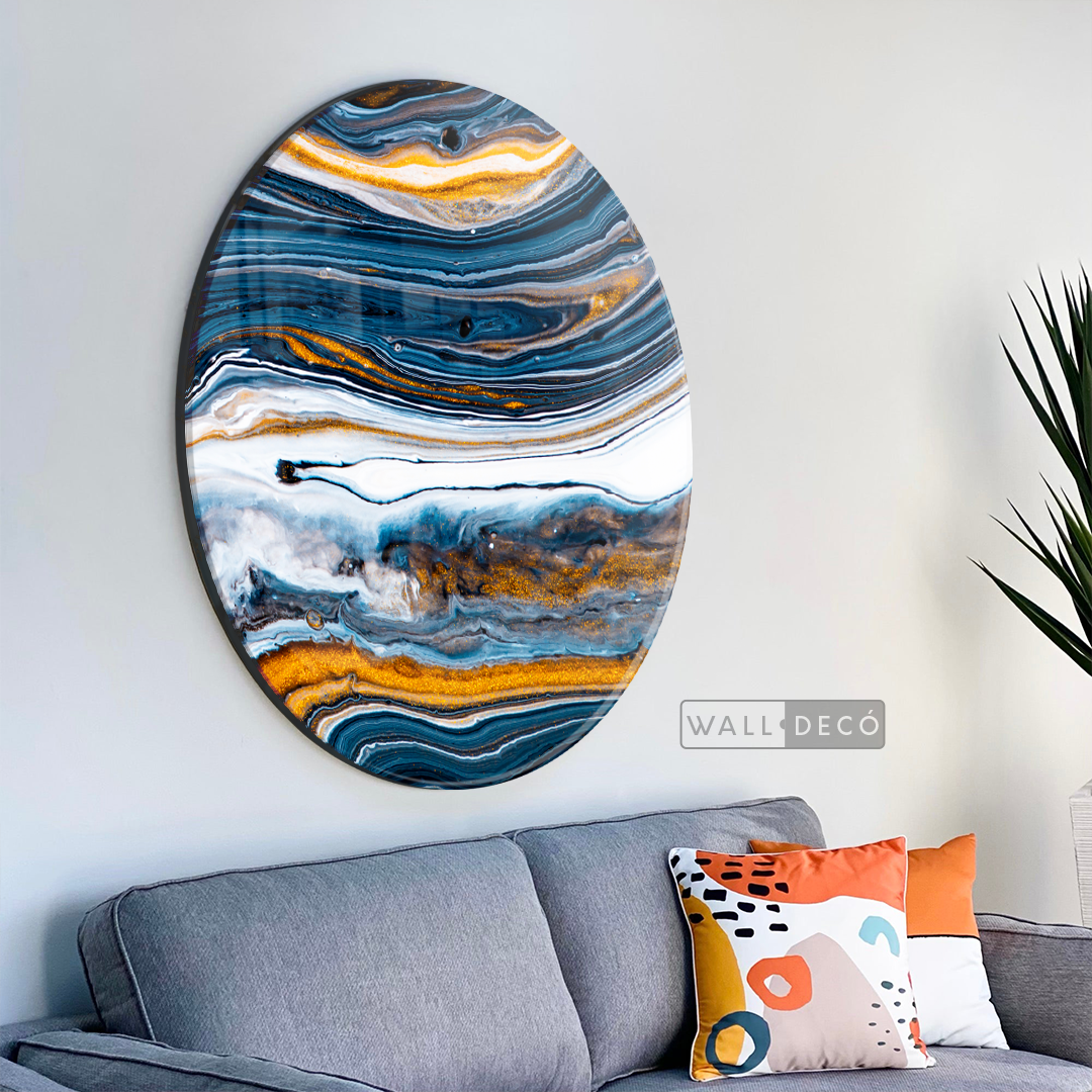 Cuadro Circular Fluido Azul Naranja