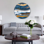 Cuadro Circular Fluido Azul Naranja