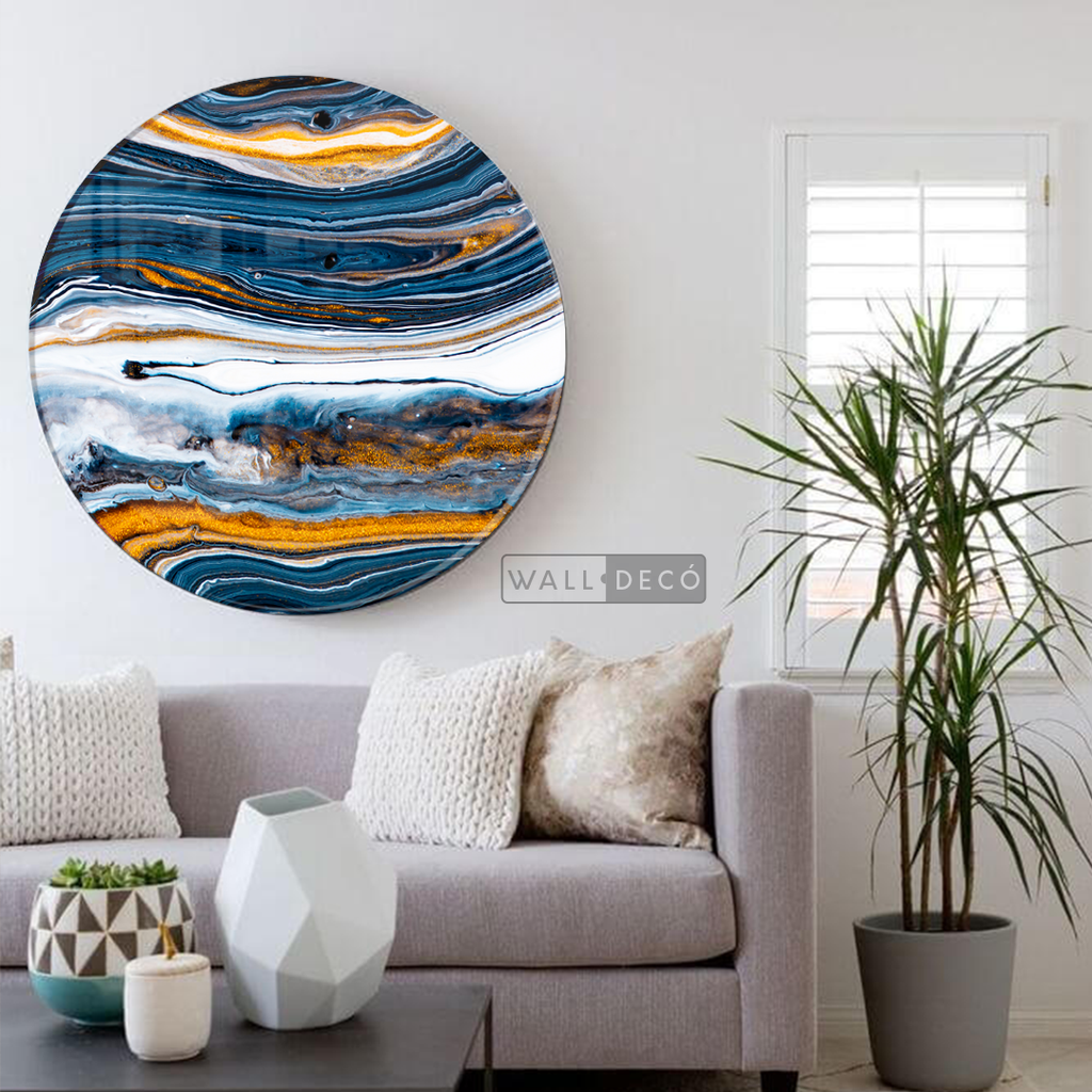 Cuadro Circular Fluido Azul Naranja