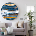 Cuadro Circular Fluido Azul Naranja