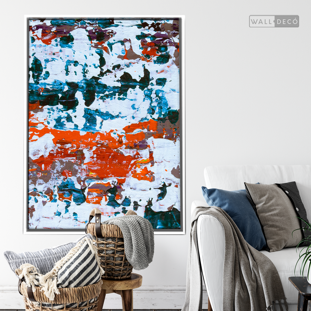 Arte Abstracto Blanco Sobre Naranja