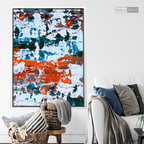 Arte Abstracto Blanco Sobre Naranja