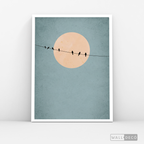 Cuadro Minimalista Pájaros en Azul