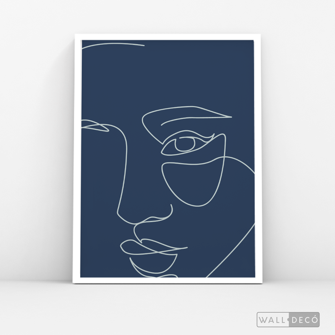Cuadro Face Lines Azul Uno