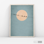 Cuadro Minimalista Pájaros en Azul
