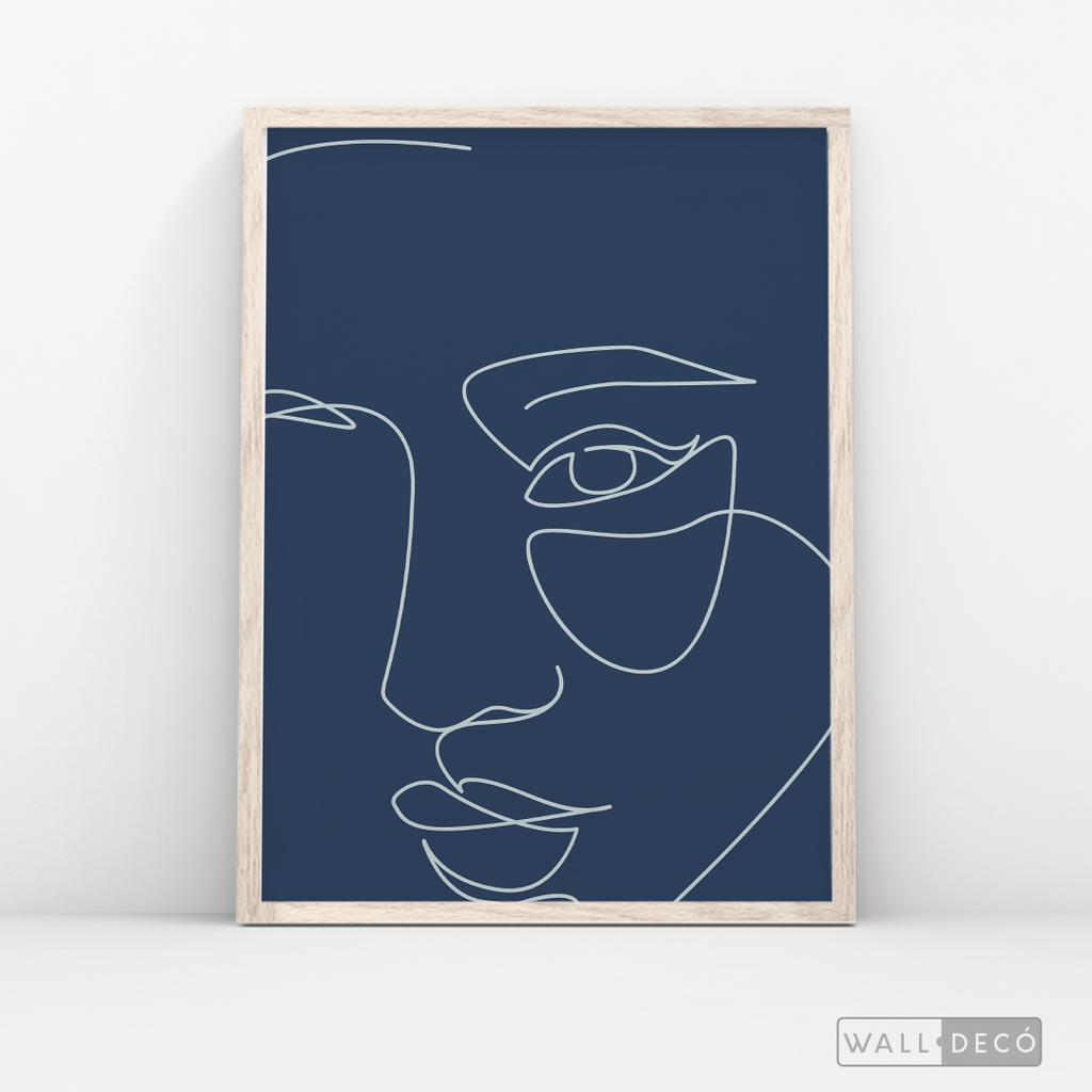 Cuadro Face Lines Azul Uno
