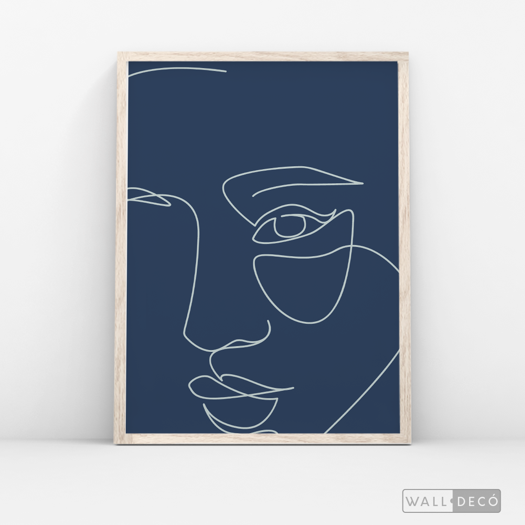 Cuadro Face Lines Azul Uno