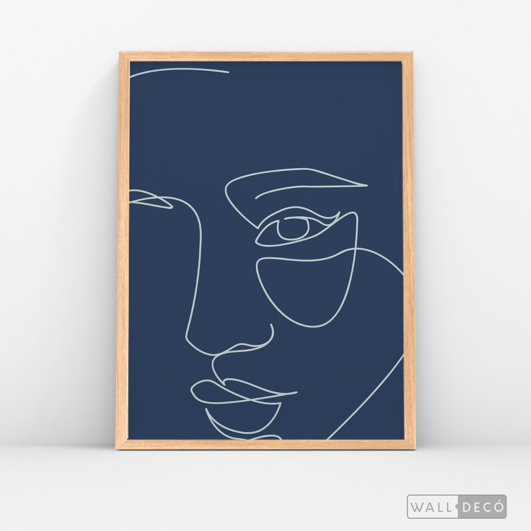 Cuadro Face Lines Azul Uno