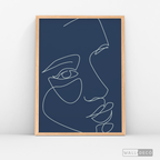 Cuadro Face Lines Azul Tres