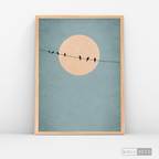 Cuadro Minimalista Pájaros en Azul