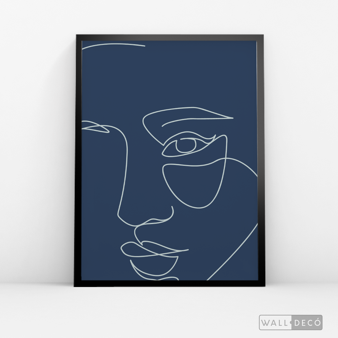 Cuadro Face Lines Azul Uno