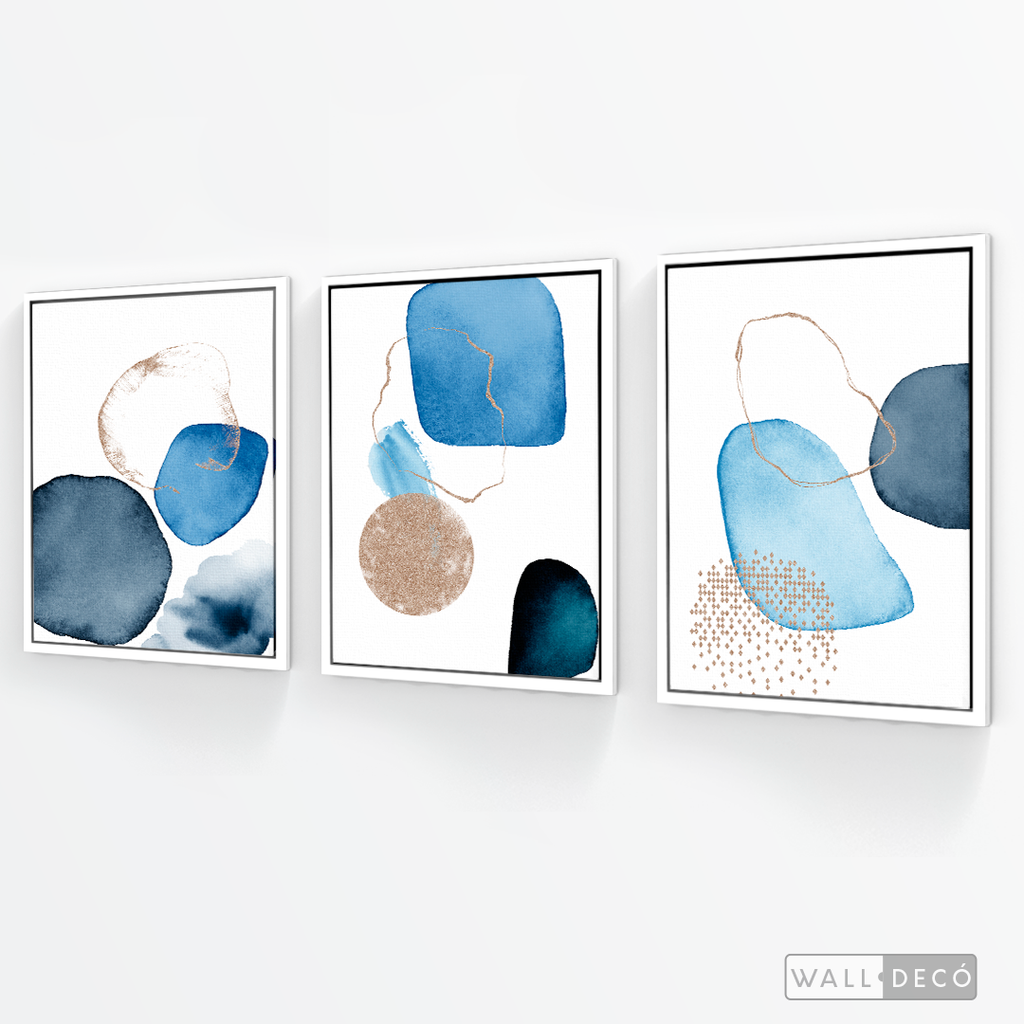 Tríptico Fragmentos Azul minimalista