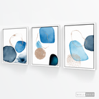 Tríptico Fragmentos Azul minimalista