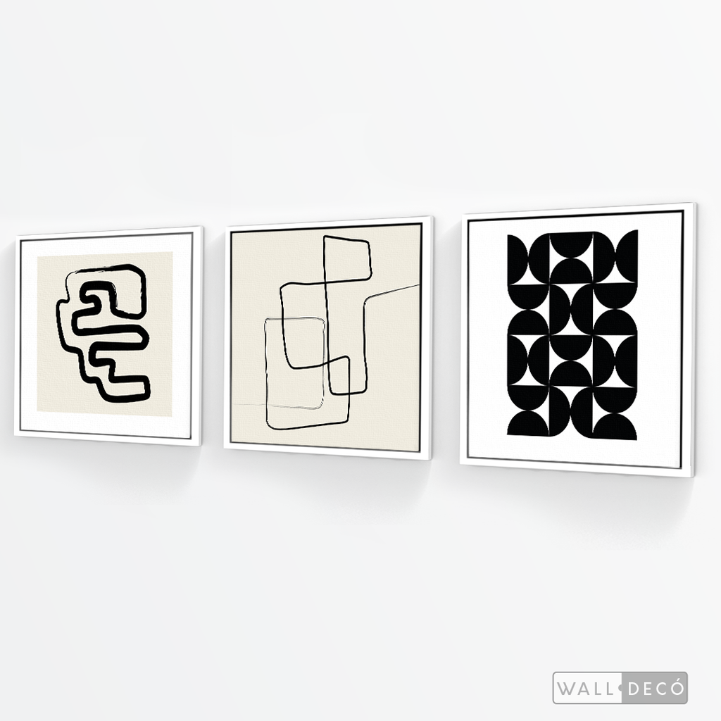 Tríptico Minimalista Geométrico Line Art