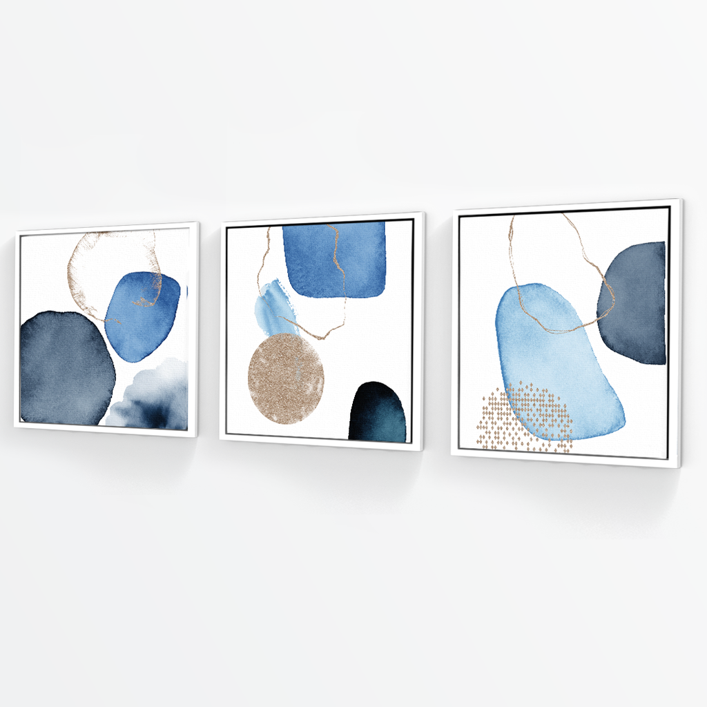 Tríptico Fragmentos Azul minimalista